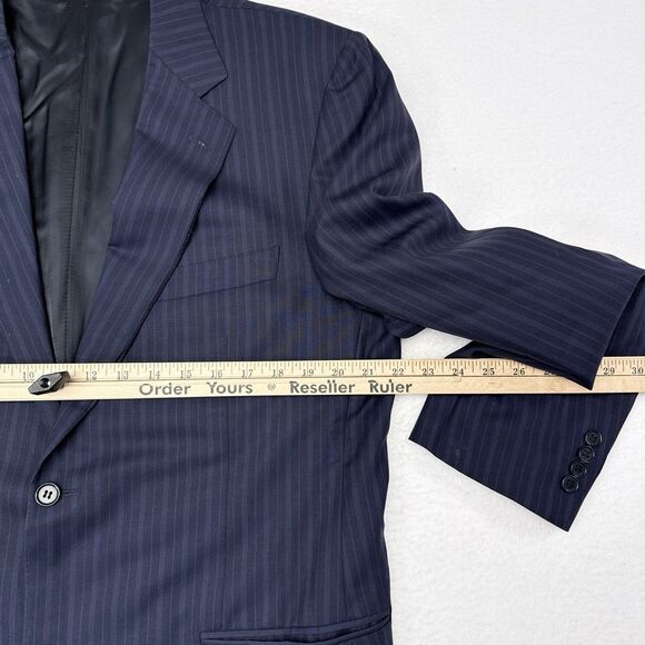 Canali Blazer Jacket Mens Size 42 R‎ Navy Blue Wool Pinstripe Made in Italy - Picture 10 of 12